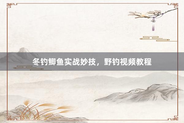 冬钓鲫鱼实战妙技，野钓视频教程